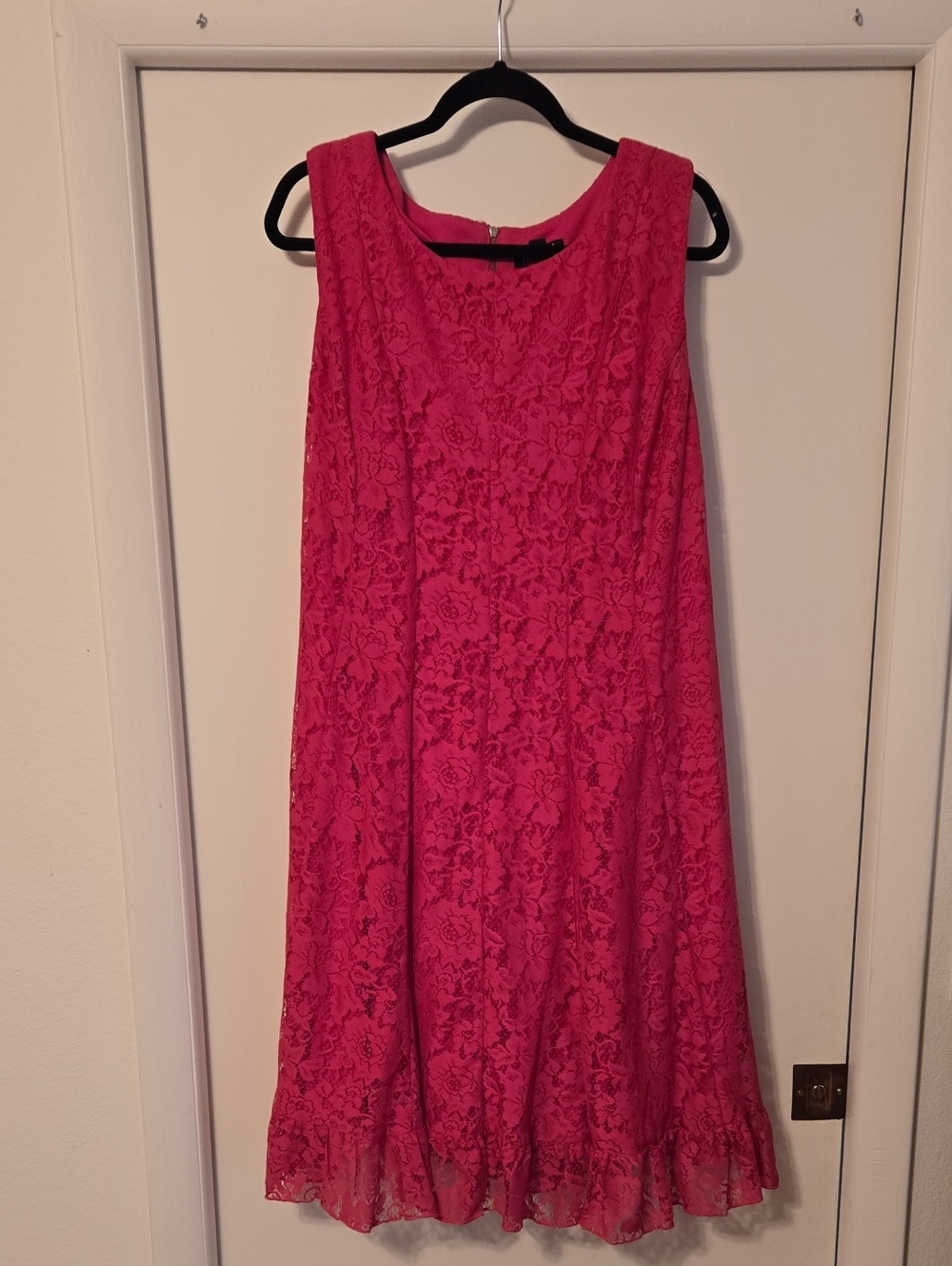 Women's Lace A-Line Dress in Hot Pink